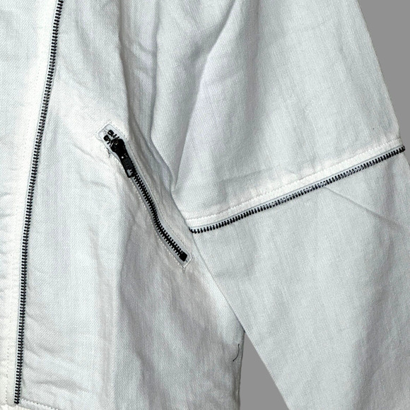 Sandrine Rose Zip Oversized Linen Blend Bomber Jacket White Women Small NWT - Picture 11 of 12